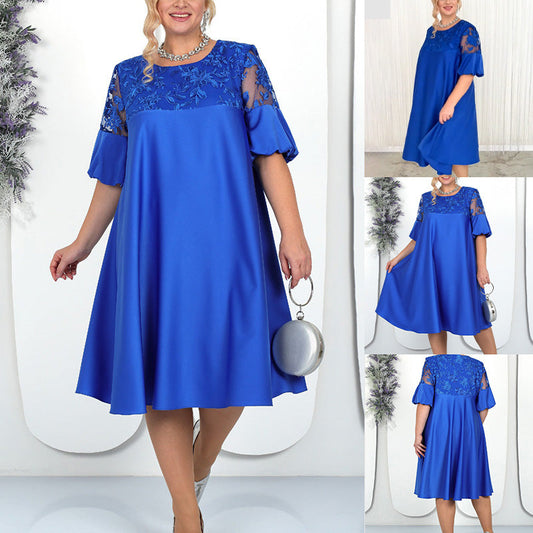 Vrouwelijke Casual A-lijnjurk met Kantdetails