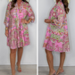 Verfijnde damesjurkm met Paisley-motief in roze tinten