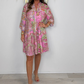 Verfijnde damesjurkm met Paisley-motief in roze tinten