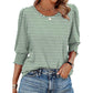 Dames Casual Blouses met 3/4 Mouwen en Gesmokte Manchetten
