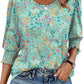 Dames Casual Blouses met 3/4 Mouwen en Gesmokte Manchetten