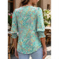 Dames Casual Blouses met 3/4 Mouwen en Gesmokte Manchetten