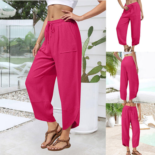 Dames casual broek met wijde pijpen tot de enkel
