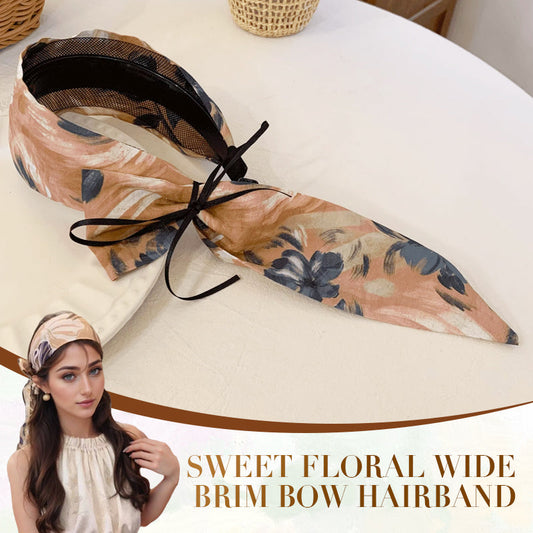 Lieve Bloemen Haarband met Brede Rand en Strik