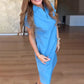 Dames Denim Casual Jurk met V-Hals en Korte Mouwen