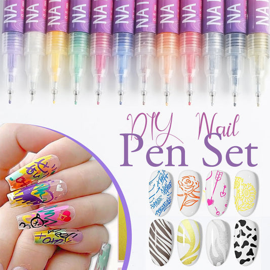 ⏳12 kleuren nail art pennen set