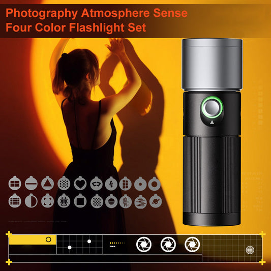 Fotografie sfeerverlichting vierkleuren zaklamp set