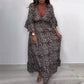 Maxi-jurk met V-hals en Luipaardprint