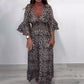 Maxi-jurk met V-hals en Luipaardprint