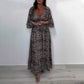 Maxi-jurk met V-hals en Luipaardprint