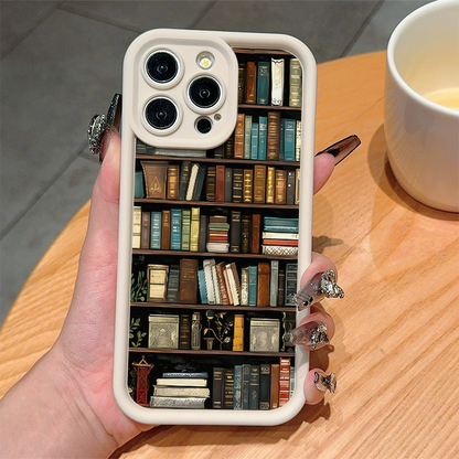 Zacht TPU-telefoonhoesje met bibliotheekpatroon