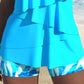 Vrouwen Badset met Ruffle Top & Bedrukte Shorts