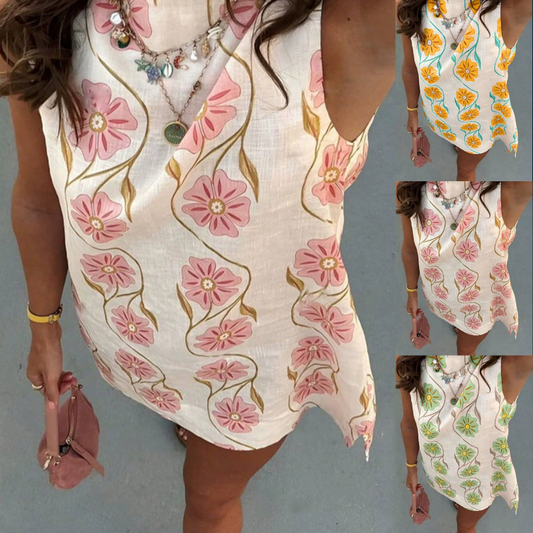 Dames Casual Mouwloze Jurk met Bloemenprint