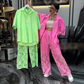 Tweedelige Dames Set: Blouse met Knoopsluiting & Broek