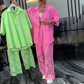 Tweedelige Dames Set: Blouse met Knoopsluiting & Broek