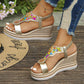 Resort-stijl sandalen met open teen en sleehak
