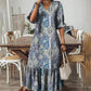 Boho V-hals Jurk met Ruches