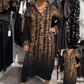 Dames losse lange jurk met V-hals en luipaardprint