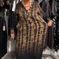 Dames losse lange jurk met V-hals en luipaardprint