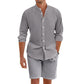 Heren casual tweedelig linnen set: top en shorts