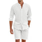 Heren casual tweedelig linnen set: top en shorts