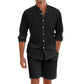 Heren casual tweedelig linnen set: top en shorts