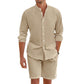 Heren casual tweedelig linnen set: top en shorts