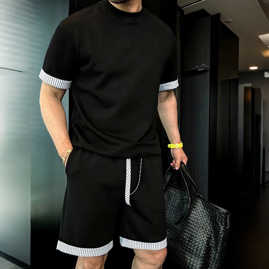 Heren Zomer Minimalistische 2-delige Set: Top met Korte Mouwen & Korte Broek