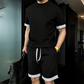 Heren Zomer Minimalistische 2-delige Set: Top met Korte Mouwen & Korte Broek