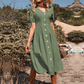 Dames casual jurk met V-hals en knoopsluiting