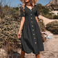 Dames casual jurk met V-hals en knoopsluiting