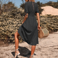 Dames casual jurk met V-hals en knoopsluiting