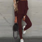 Set met een off-shoulder top met lange mouwen en een broek met trekkoord