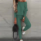 Set met een off-shoulder top met lange mouwen en een broek met trekkoord