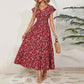 Zwevende Maxi-jurk met V-hals en Bloemenprint