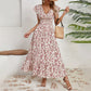 Zwevende Maxi-jurk met V-hals en Bloemenprint