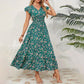 Zwevende Maxi-jurk met V-hals en Bloemenprint