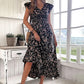 Zwevende Maxi-jurk met V-hals en Bloemenprint