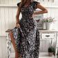 Zwevende Maxi-jurk met V-hals en Bloemenprint