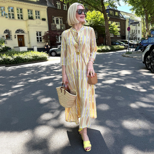 Dames Elegante Jurk met Print en 3/4 Mouwen