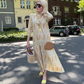 Dames Elegante Jurk met Print en 3/4 Mouwen