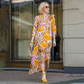 Dames Elegante Jurk met Print en 3/4 Mouwen