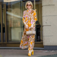 Dames Elegante Jurk met Print en 3/4 Mouwen