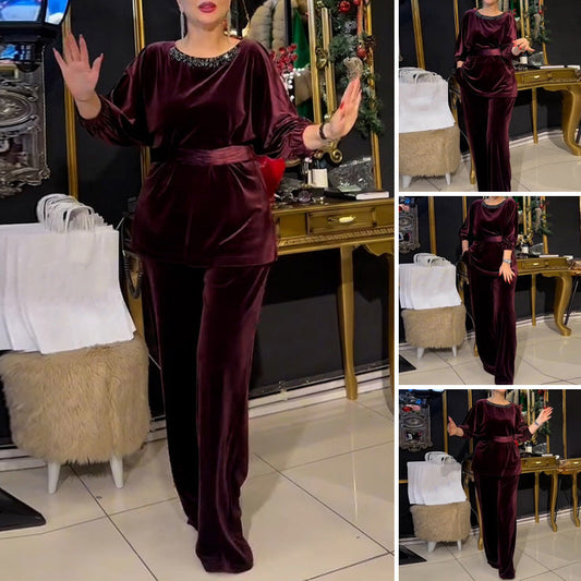 👗🌟 Nieuwe fluwelen tweedelige set voor 2025, modieus en slankmakend, een elegante nieuwe keuze!