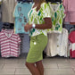 Women’s Print Top & Stylish Skirt 2-Piece Set