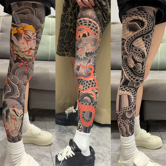 Rekbare Beenmouw met Tattoo-Print