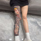 Rekbare Beenmouw met Tattoo-Print