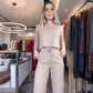 Dames Tweedelige Set: Lange Mouw Top & Hoge Taille Broek