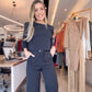 Dames Tweedelige Set: Lange Mouw Top & Hoge Taille Broek