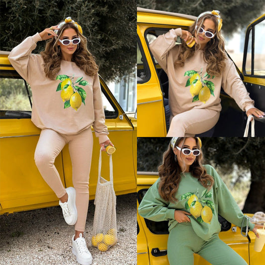 Stijlvolle sweatshirt met print en broek 2-delige set